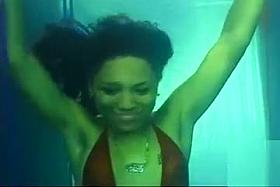 Skinny ebony hooker has oral sex under the water