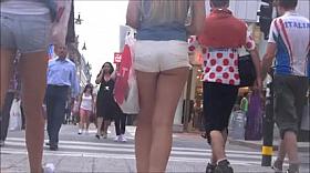 Candid Legal Age Teenager Booties in Short Shorts