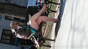 Chubby woman in short dress legs