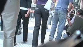 Teen hottie walks around the city followed by a voyeur cam