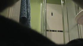 Hot Girl Spied Out Of The Shower, Drying Up And Singing