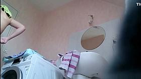 hot ass of my sister spied in our bathroom