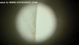 Amateur gets her twat taped trough the hole in the wall