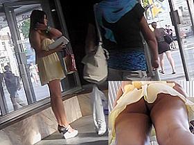 Best upskirt video with slim babe in sexy mini skirt