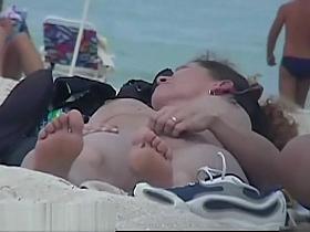 Perfect busty tits nude beach voyeur two for one