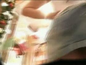 Up skirt voyeur video of a tight ass brunette in white cotton panties