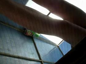 Amateur dressing room with long legged real gadget