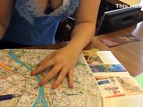 Cleavage shoot on busty girl