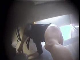 Pantieless babe staying bent over on the voyeur cam