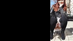 Look under my skirt. Jeny Smith spinning in a miniskirt in public