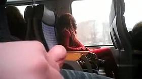 Train wanking while staring at a black woman
