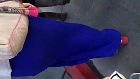 White ass in see thru blue dress