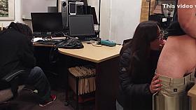 Caught pawnshop thief sucking brokers cock