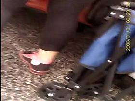 see thru leggings on in parking lot, read panty print