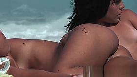 Nude beach extravaganza with fit people being taped by voyeurs