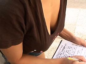 Asian chick in sexy outfit gets on down blouse tits video