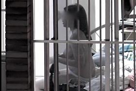 Window voyeur scenes with nude titted brunette woman