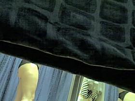 Sexy bottom in panty and nice round knees in change room