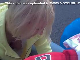 Down blouse on short hair blonde teen