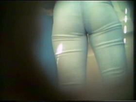 Spy cam has this cute girl pissing in a public toilet