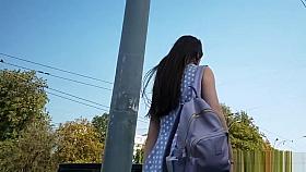 Brunette In Dotted Dress
