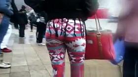 Redhead in tight leggings