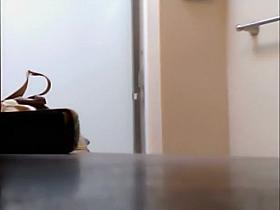 Flat teen girl spied as she wipes off