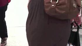 Bubble butt girl with a see through brown dress vpl