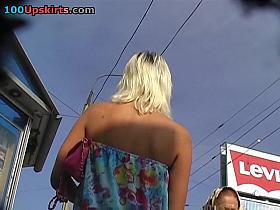 Astounding summer suit upskirt movie