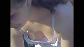 Small titted doll in tight jeans steamy downblouse