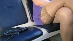 Flashing stockings in a train
