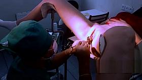 Full gyno exam gerl on gyno chair