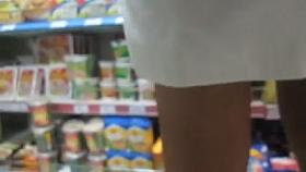 Stockings upskirt in market without panties 2