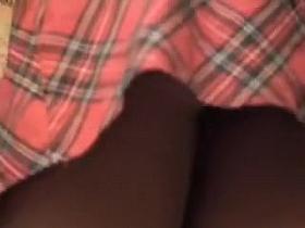 Girl sitting on hunkers and showing hottest upskirt AF50