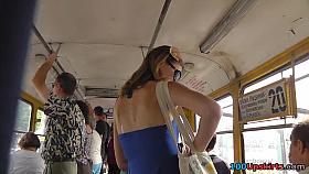 Upskirt free movie scene made on the transport
