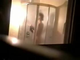 Blonde babe shower spy cam scenes spied through window