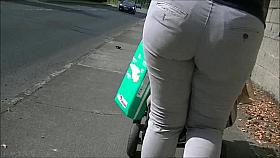 Candid big ass blonde milf walking