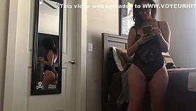 CAUGHT MY MILF STEP MOM TRYING ON LINGERIE!!! Voyeur