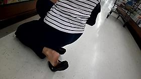 Woman in Candid Pants in Sitting Pose 02