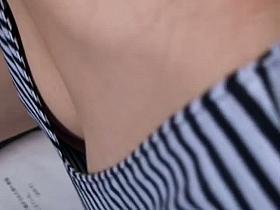 Down blouse clip of an asian teen brunette with small tits