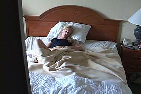Hidden bedroom blonde masturbating