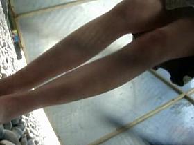 The hot pair of sexy long legs on beach cabin sex tube