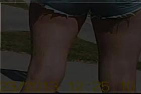 Candid Leggy Asian American Teen at Bus Stop