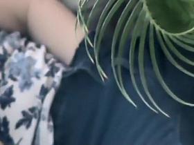 Woman caught with a hand in her panties