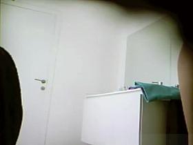 Busty blonde teen spied in bathroom