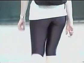 Tight shorts on the sexy long legs of the sporty bimbo 04q