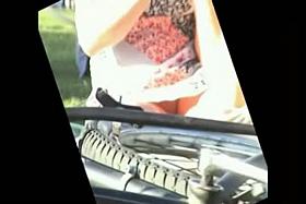 Exciting upskirt shot of a chick in nature