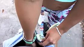 Pulled amateur euro riding dick outdoors