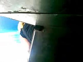 Dude with a toilet spy cam is filming a bitch pee