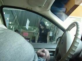 Flash and Cum in Car 1